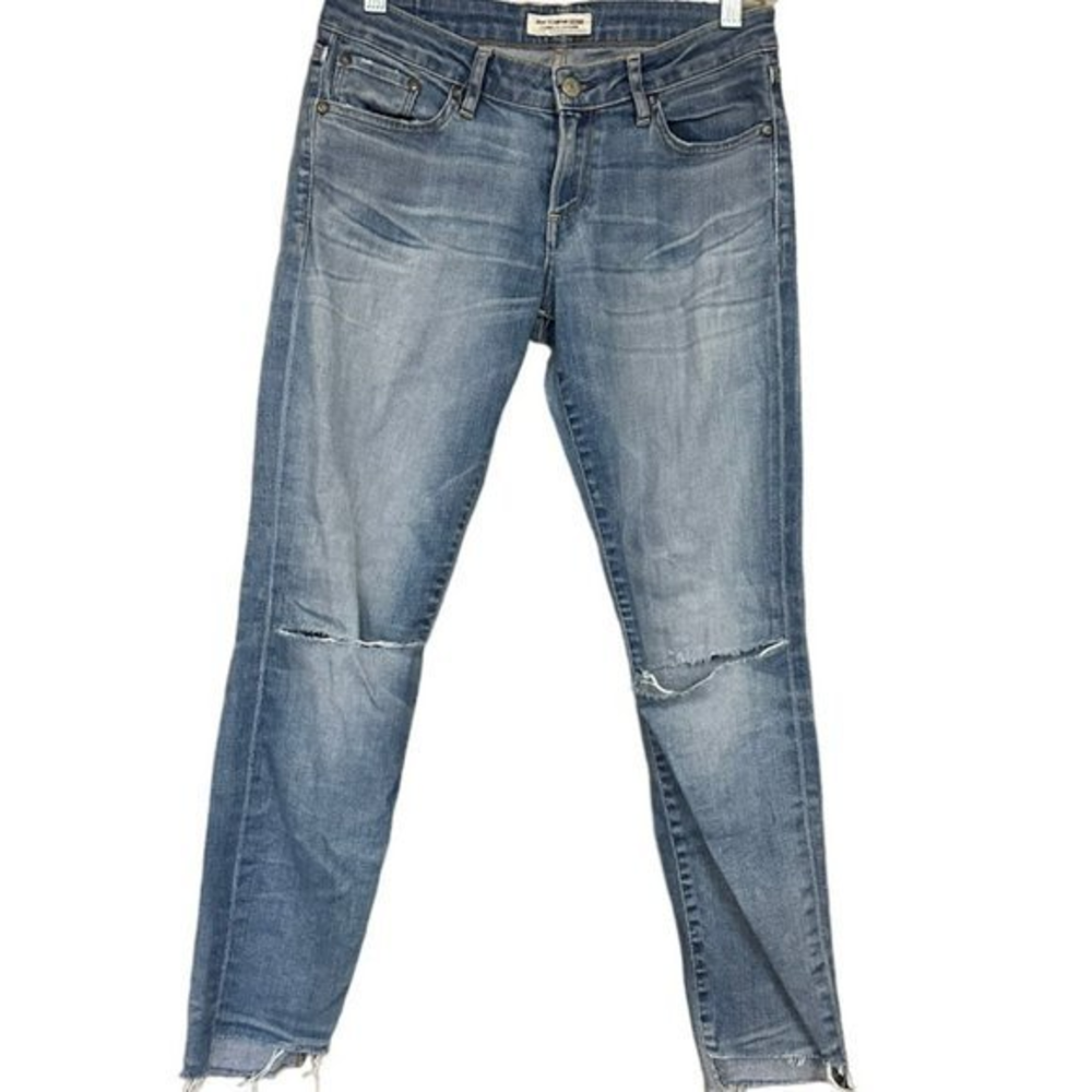 Ron‎ Herman Denim Light Wash Ripped Knee Raw Hem Skinny Jeans Sz 25